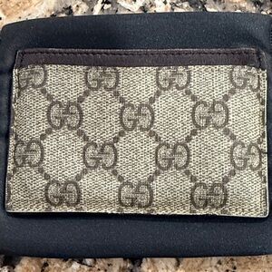 Gucci Beige and Brown Monogram Card Case